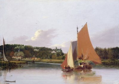 Boats on the Yare near Bramenton, Norfolk by Joseph Stannard